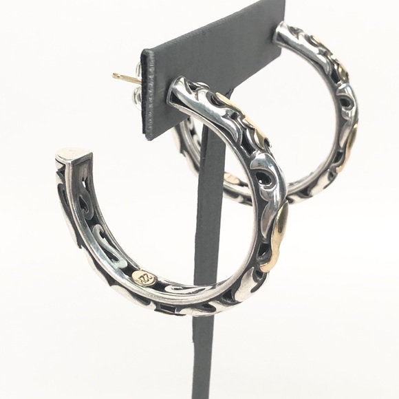 John Hardy Dayak Large Hoop Earrings .925/22K - Picture 6 of 11